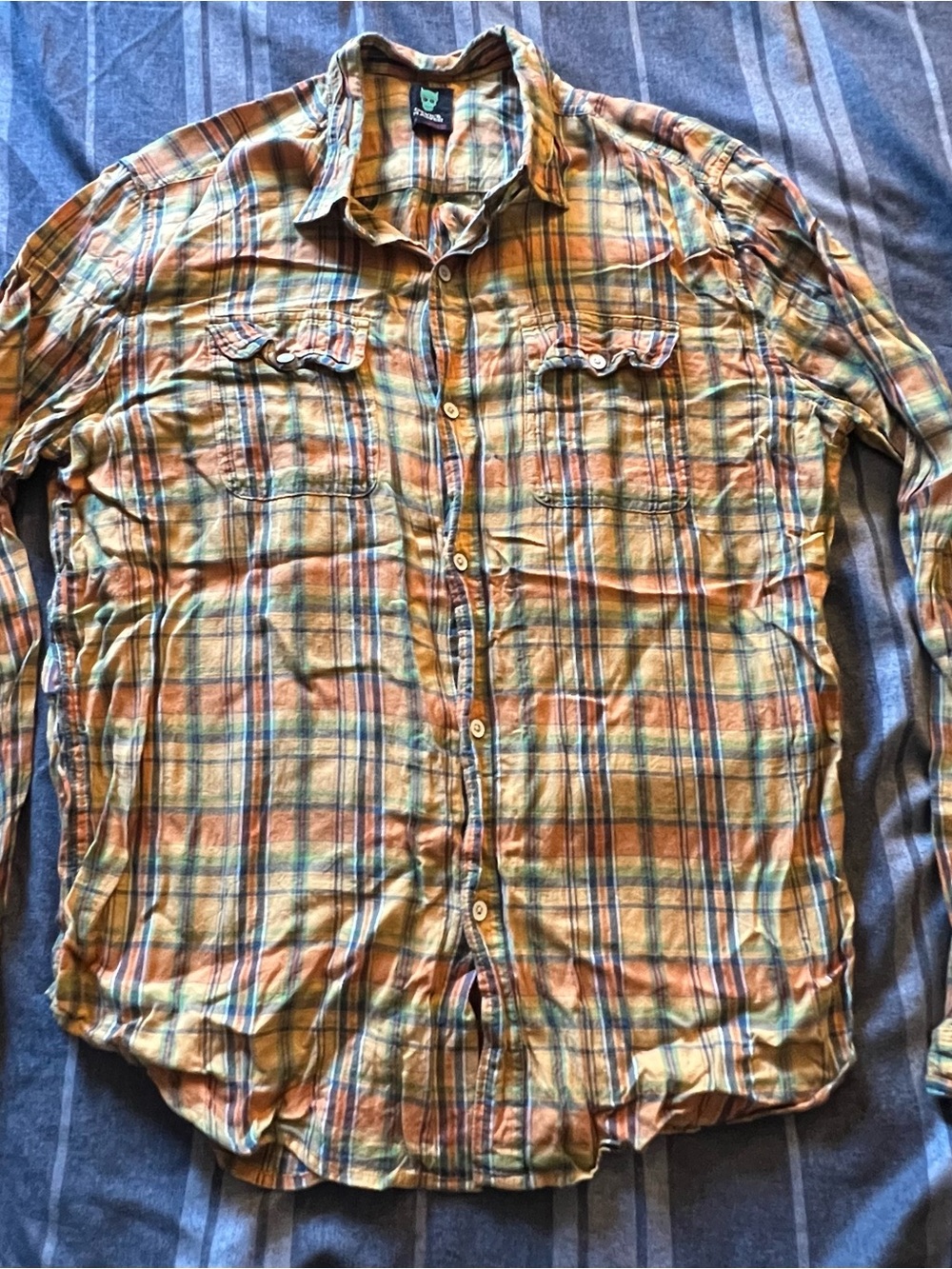 Men's Large Long Sleeve Plaid Shirt in Yellow and Brown *Urban Outfitters*